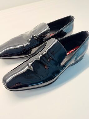 Prada Patent Leather Black Slip-On Loafers